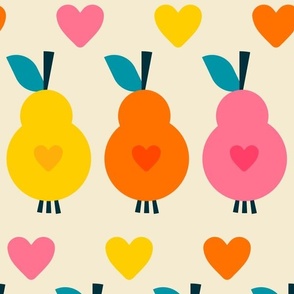 Hearted-Retro-Pears---M---wallpaper---pink-yellow-orange---MEDIUM