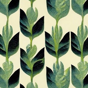 Greenery - plants  cute green leaf in rows pattern
