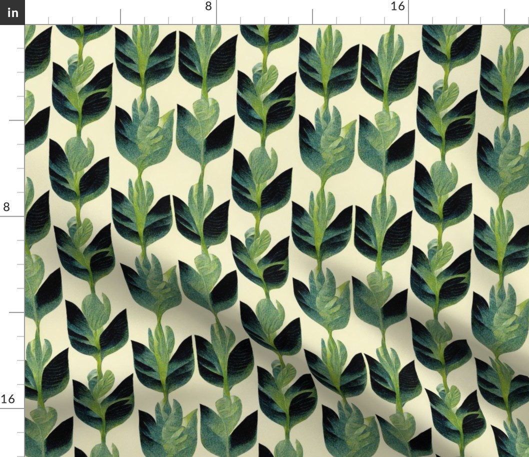Greenery - plants  cute green leaf in rows pattern