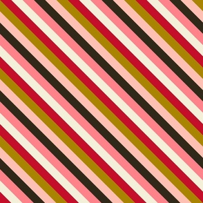 Diagonal Stripes - Red, Pink & Gold - Small