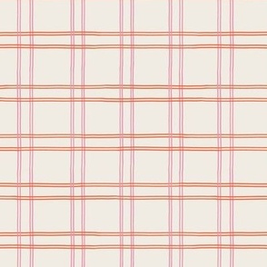 Double Grid in Red and Pink Mauve