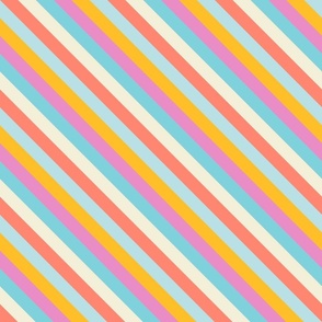Diagonal Stripes - Pink, Blue & Yellow - Small
