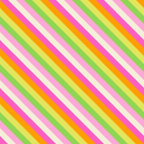Diagonal Stripes - Green, Pink & Orange - Small