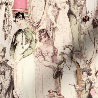 MEDIUM little fashion walk  with the Ladies of Pride and Prejudice- My Tribute to Jane Austen blush