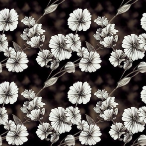 White Flowers on Black 2