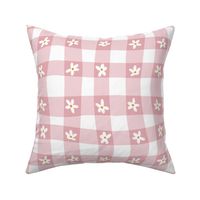 Quirky Gingham| Distorted Gingham| Floral Gingham in cottoncandy pink and white 