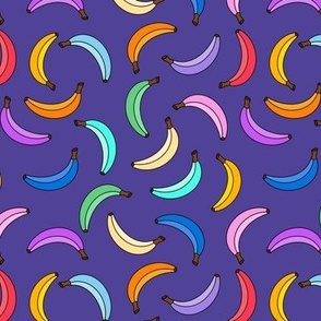 Rainbow bananas on indigo 