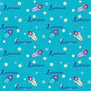 Lorenzo name fabric turquoise 