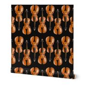 Med. Violins in a row on black