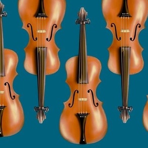 Med. Violins in a row on blue