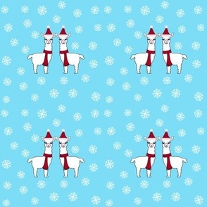 Christmas llamas on turquoise 