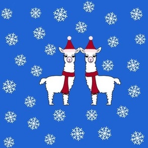 Christmas llamas on royal blue