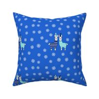 Christmas llamas in pyjamas  blue