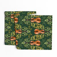 Violin Damask Autumnal - Green and Gold