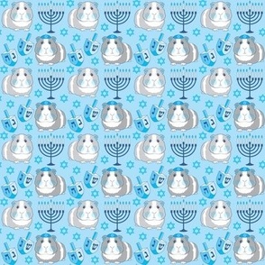 tiny hanukkah guinea pigs on blue