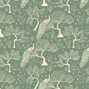 Peacock on trees |monochrome pattern