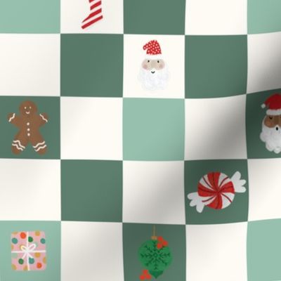 green christmas icon checkerboard