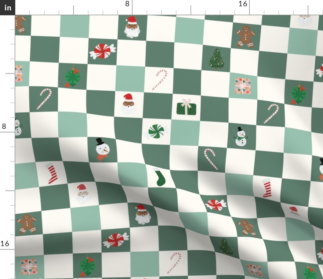 green christmas icon checkerboard