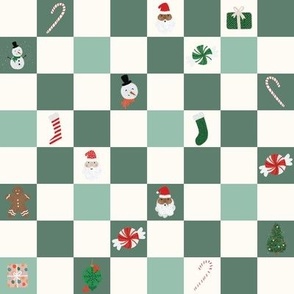 small green christmas icon checkerboard