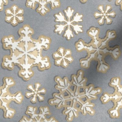 Simple Sugar Cookie Snow Flakes on Grey