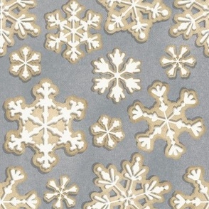 Simple Sugar Cookie Snow Flakes on Grey
