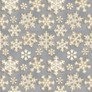 Simple Sugar Cookie Snow Flakes on Grey (small scale)