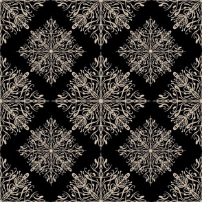 Black snowflakes ornaments. Christmas holiday. 