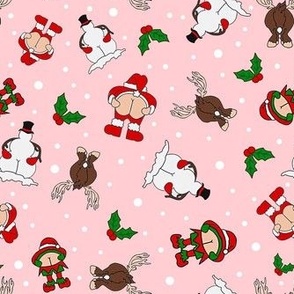 Medium Scale Cheeky Santa Snowman Reindeer Elf Sarcastic Christmas on Pink