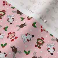 Small Scale Cheeky Santa Snowman Reindeer Elf Sarcastic Christmas on Pink