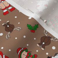Medium Scale Cheeky Santa Snowman Reindeer Elf Sarcastic Christmas on Brown