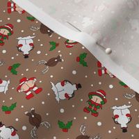 Small Scale Cheeky Santa Snowman Reindeer Elf Sarcastic Christmas on Brown