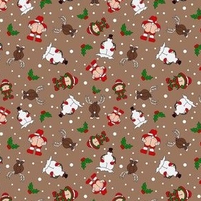 Small Scale Cheeky Santa Snowman Reindeer Elf Sarcastic Christmas on Brown