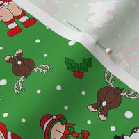 Medium Scale Cheeky Santa Snowman Reindeer Elf Sarcastic Christmas on Green