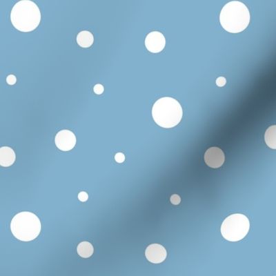 White Polka Dots on Dusty Blue