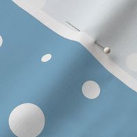 White Polka Dots on Dusty Blue