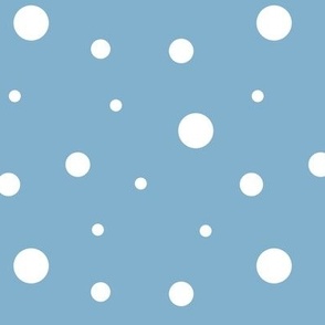 White Polka Dots on Dusty Blue