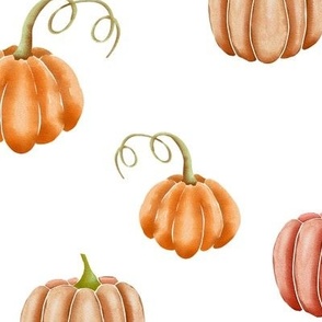 Pumpkins on white repeating pattern