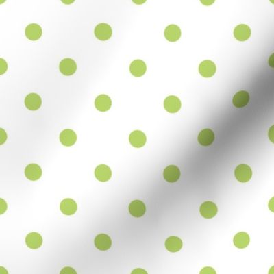 Small green polka dots on white background