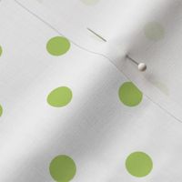 Small green polka dots on white background