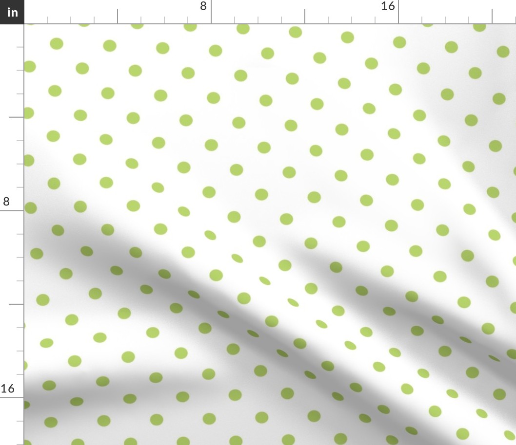 Small green polka dots on white background