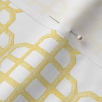 embroidered looking knot in buttercup yellow and white