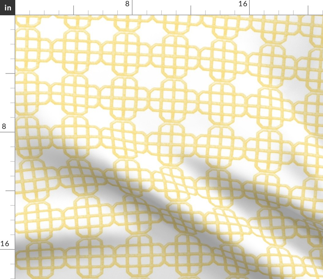 embroidered looking knot in buttercup yellow and white