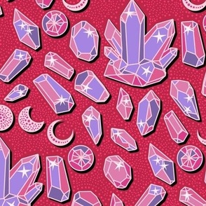 Viva Magenta Magical crystals on Pantone of the year 2023 background Medium