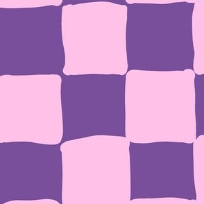 Hand drawn checks in barbie pink and violet Large scale