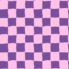 Hand drawn checks in barbie pink and violet Small scale