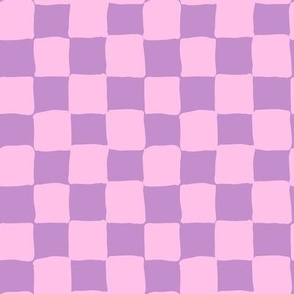 Hand drawn checks in digital lavender and pink Small scale