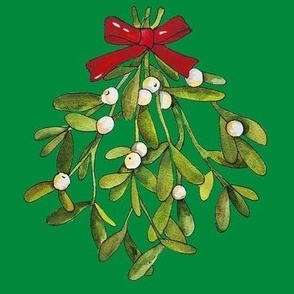 Holiday Mistletoe on Green 