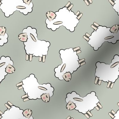  Lambs - cute lambs - sheep - sage - spring easter - C22