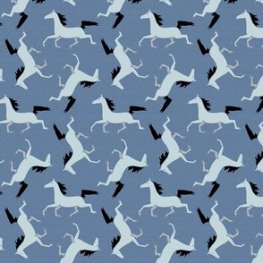 Blue Gray Trotting Horse Stencil Twirl