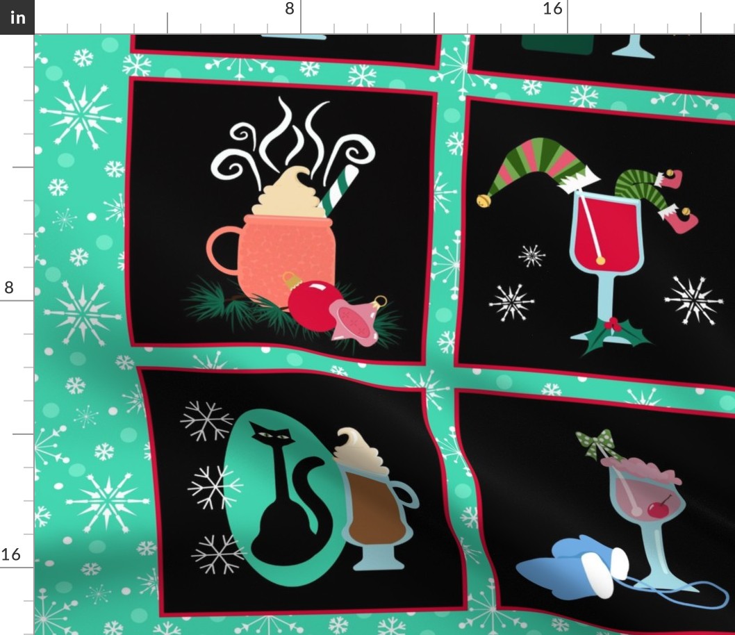 Christmas Cocktail Cheer 8" squares
